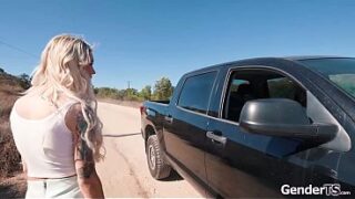 Tgirl Aubrey Kate needs a ride n a fuck